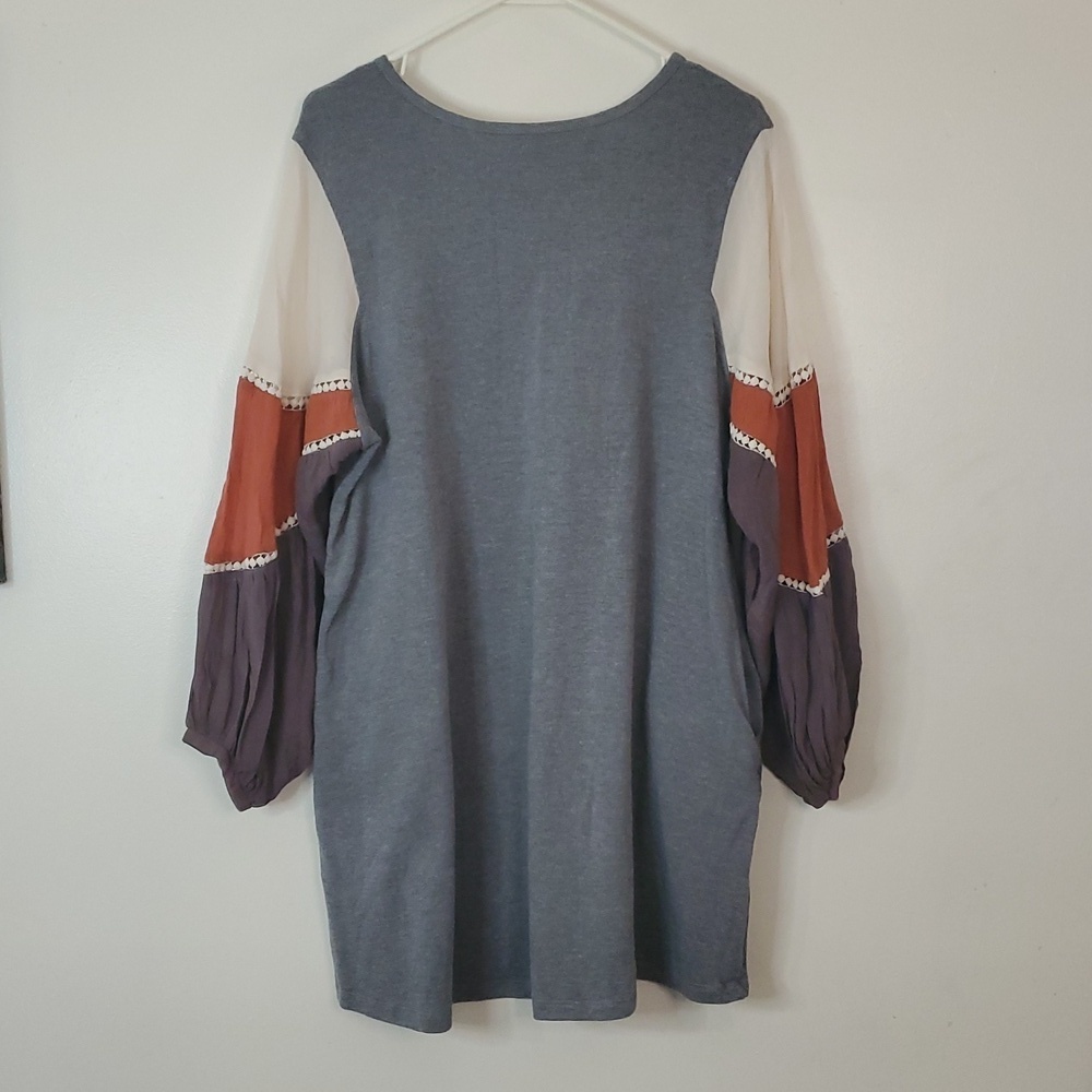 Umgee Shirt Dress Size Small Big BoHo Bellsleeves Pockets Mini Style - Picture 7 of 9